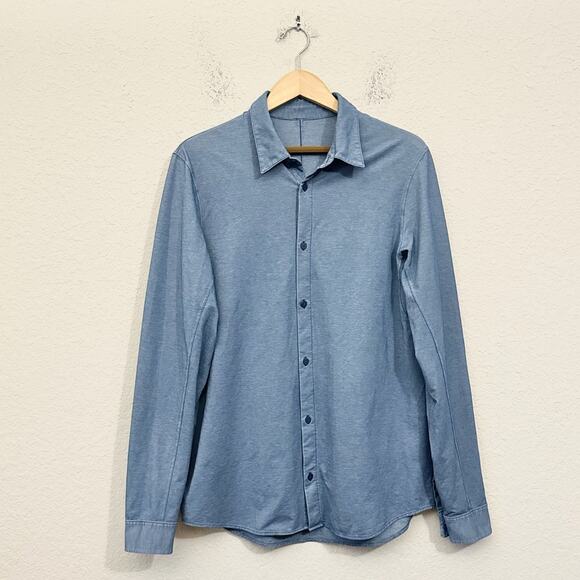 LULULEMON Commission Shirt Slate Blue Button Up LS Work Minimalist - Picture 1 of 9